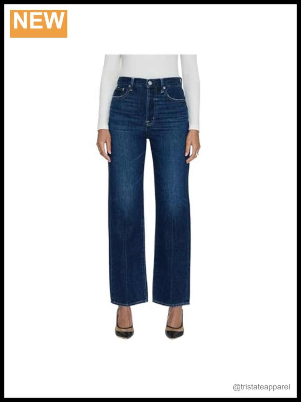 Super High Rise Straight Leg Jeans Rigid Non-Stretch Cotton Denim